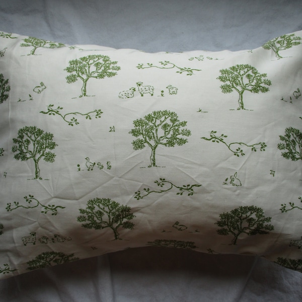 Trees and Sheep on Natural - 100% Organic Cotton Sateen - Pillowcase - 220 Thread Count - GOTS Certified