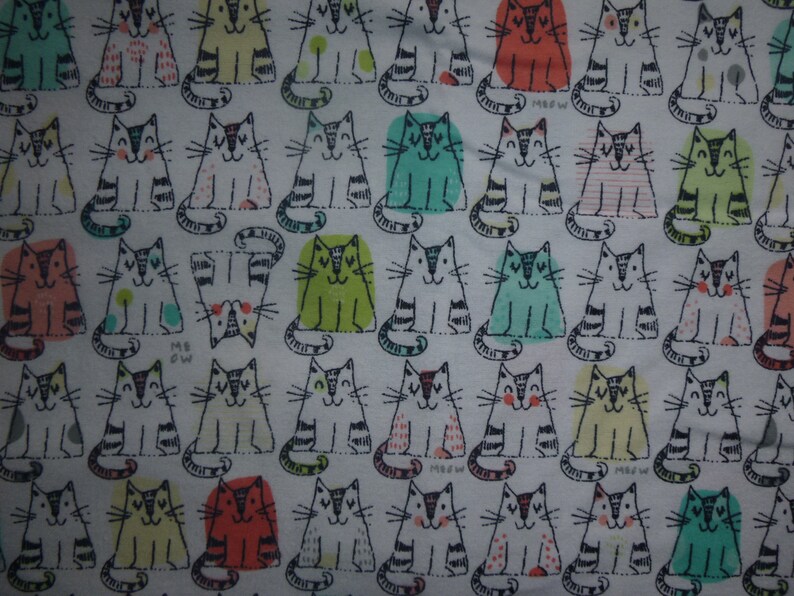 Made to Order Cotton Flannel Pillowcase Colorful Outlined Cats