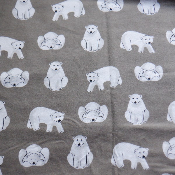 Polar Bears on Brown / Grey - 100% Organic Cotton Flannel - Pillowcase - GOTS Certified