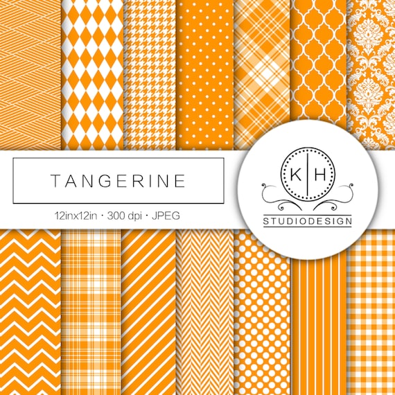 Tangerine Digital Paper Tangerine Scrapbooking Paper Orange Etsy