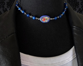 Mystic Crystal Beaded Choker with Tensha Floral Pendant