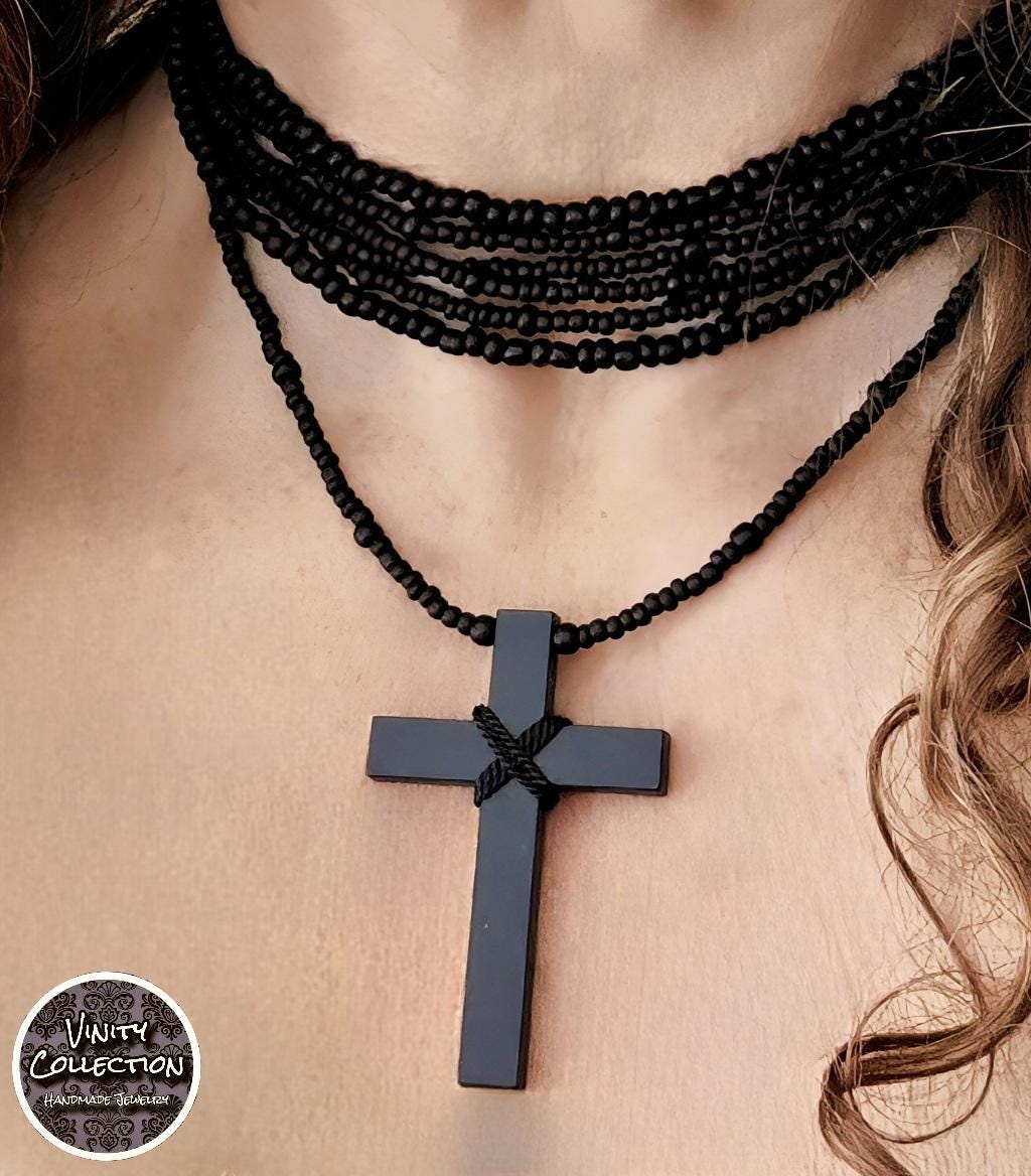 Black Cross Choker - Etsy