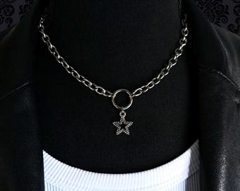 O-Ring Stainless Steel Necklace with Star Pendant