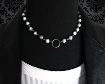 White Howlite Turquoise Gemstone Beaded Choker with Circle Pendant