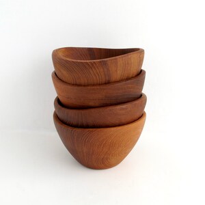 Four Teak Salad Bowls, Vintage Wood Dishes