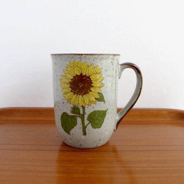 Vintage Sunflower Mug, Stoneware Coffee Cup