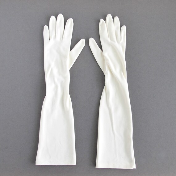 Vintage White Gloves, Long Formal Size Small - image 2