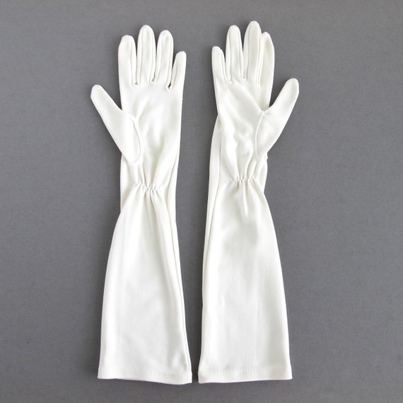 Vintage White Gloves, Long Formal Size Small - image 3
