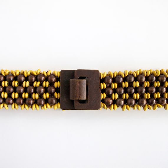 Vintage Beaded Belt, Wooden Accessories - image 1