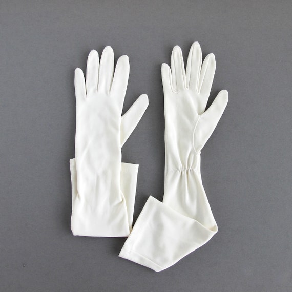 Vintage White Gloves, Long Formal Size Small - image 1