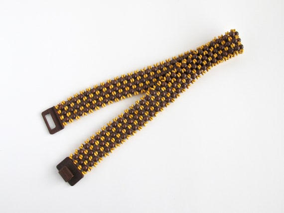 Vintage Beaded Belt, Wooden Accessories - image 3
