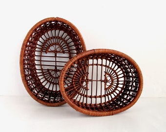 Vintage Wicker Baskets, Woven Wall Decor