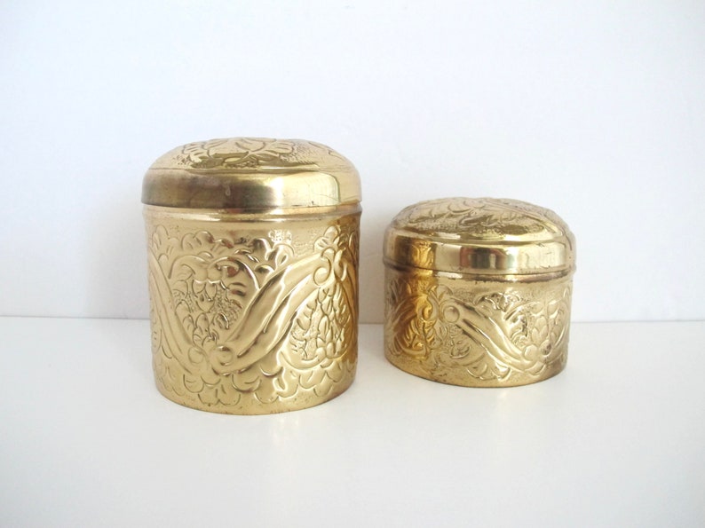 Brass Storage Containers Vintage Canister Set