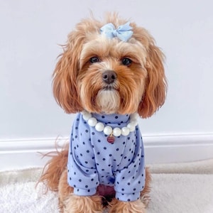 Pearl White Silicone Beaded Dog Necklace - Made to Measure