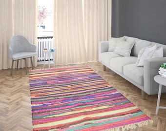 100% Chindi Boho Rug: Elevate Your Home Décor with Multi-Functional Entryway, Bathroom, Front Door, and Bedroom Rug!