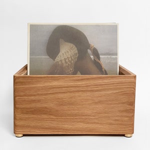 Tabletop Vinyl Record Storage Crate - White Oak