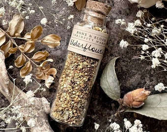 Dried Elderflower Buds in Glass Vial, Dried Flowers, Dried Botanicals, Natural History, Curiosity, Apothecary, Altar Decor, Unique Gift Idea
