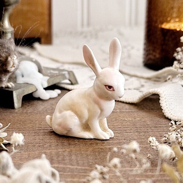 Vintage Rabbit Bone China Figurine – No. 02, Curio Cabinet, Rabbit Decor, Natural History, Curiosity, Oddity, Altar Decor, Unique Gift Idea