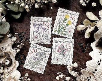Vintage Botanical Stamps – No. 09, Czechoslovakia 1979, Natural History, Vintage Stamps, Flower Stamps, Paper Ephemera, Curiosity, Oddity