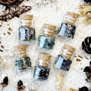 CLEARANCE Blue Green Collection Mini Crystal Vials – No. 01, Real Crystal Chips, Real Crystals, Healing Crystals, Altar Decor, Unique Gift