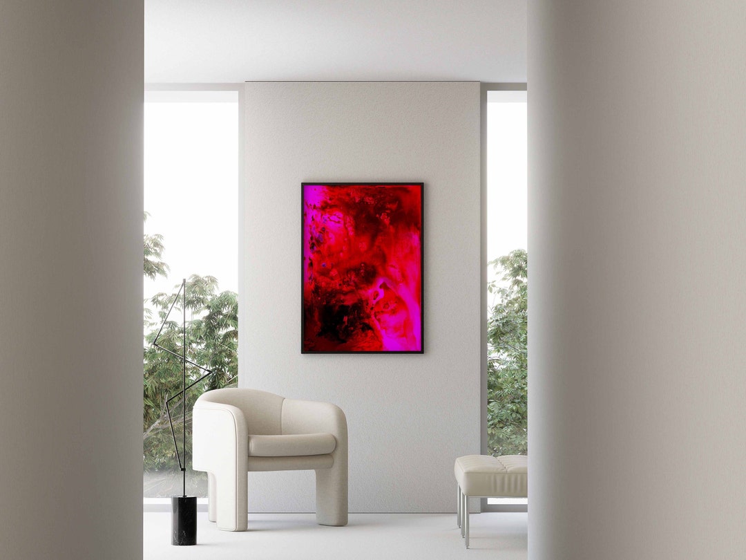 View of Pink Black Wall Art, Pink Wall Decor Prints, Hot Pink Abstract Art ...