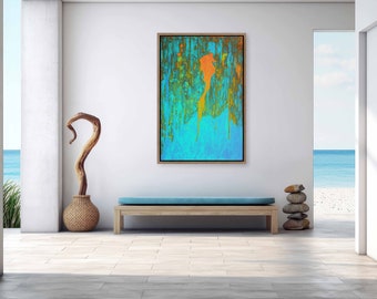 seahorse art , ocean art , burnt orange wall art , bedroom wall decor , bathroom wall decor, beautiful art print on stretched canvas, gifts