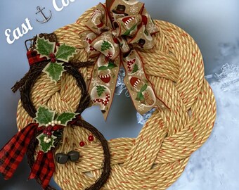 Handwoven Turks Knot Wreath-Snowman