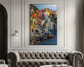 Cinque Terre Canvas Art: Colorful Italian Village Coastal Decor