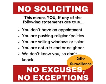 No Soliciting Sign: Printable Home & Business Signage (Digital Download)