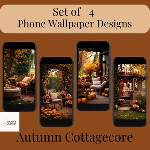 Autumn Cottagecore Phone Wallpaper: Garden Scene (Digital Download)