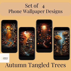 Spooky Autumn Forest Phone Wallpaper: Tangled Trees (Digital Download)