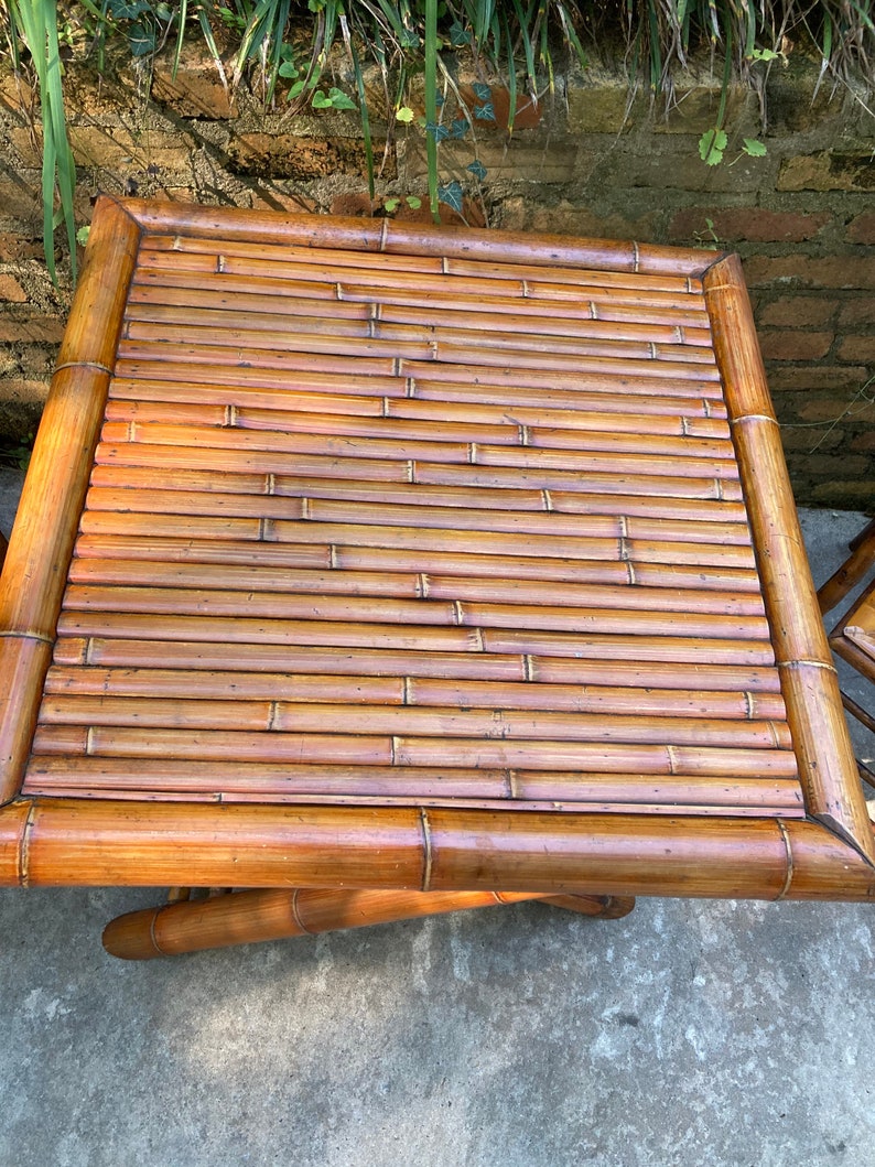 Bamboo Folding Table and Chair Patio Set Etsy