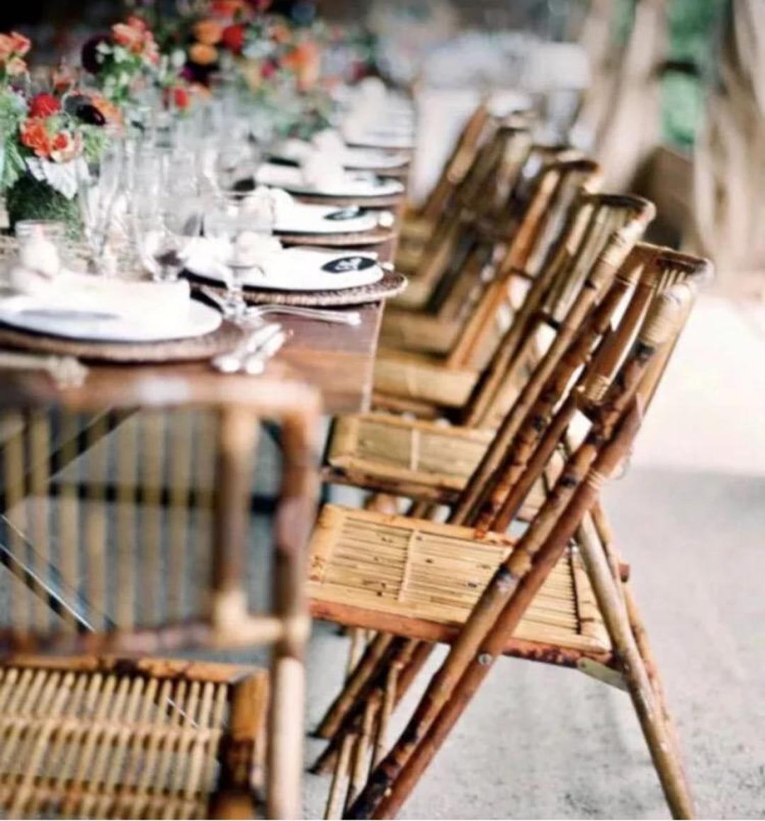 Vintage Bamboo Folding Chairs - Set of 4 - Etsy Vintage Bamboo Folding Chairs - Set of 4 - Etsy