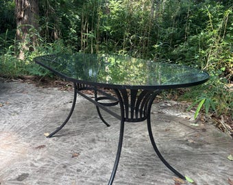francois carre large dining garden table base, with brand new glass