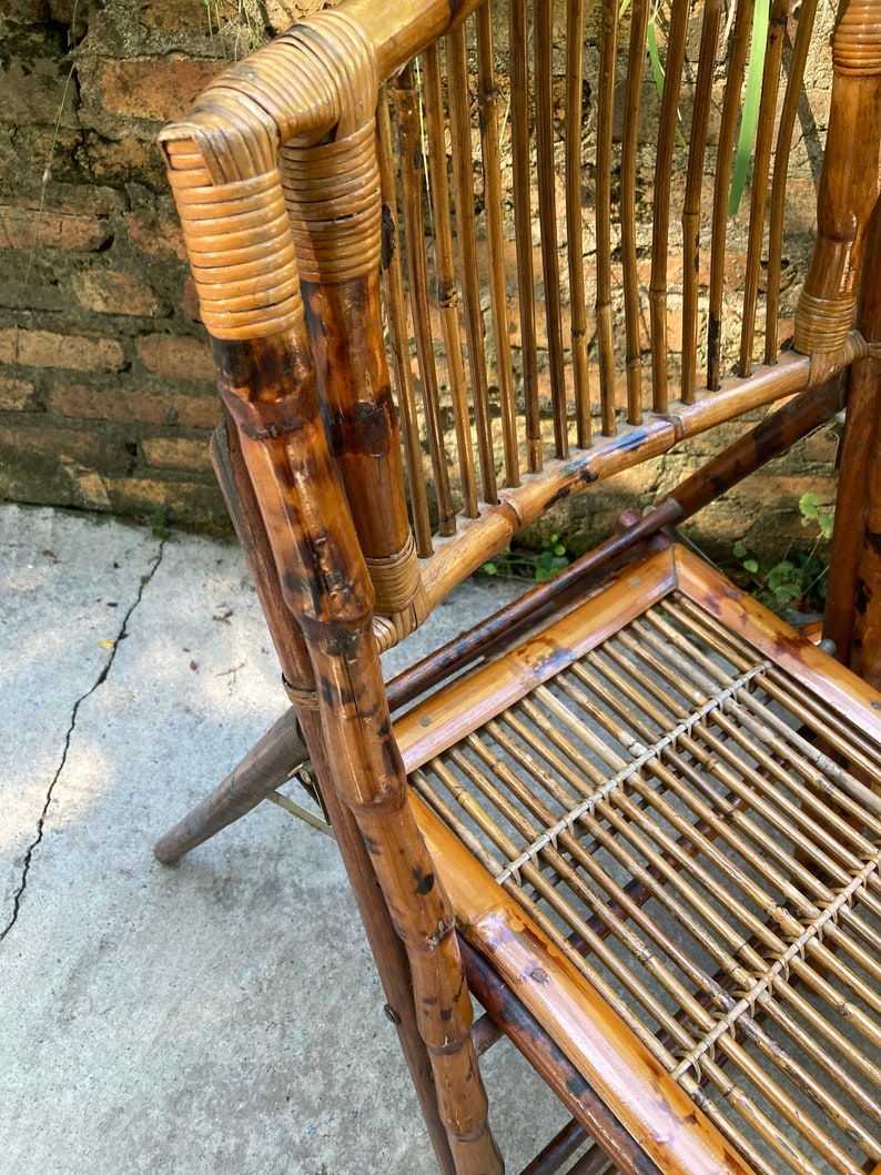 Bamboo Folding Table and Chair Patio Set Etsy
