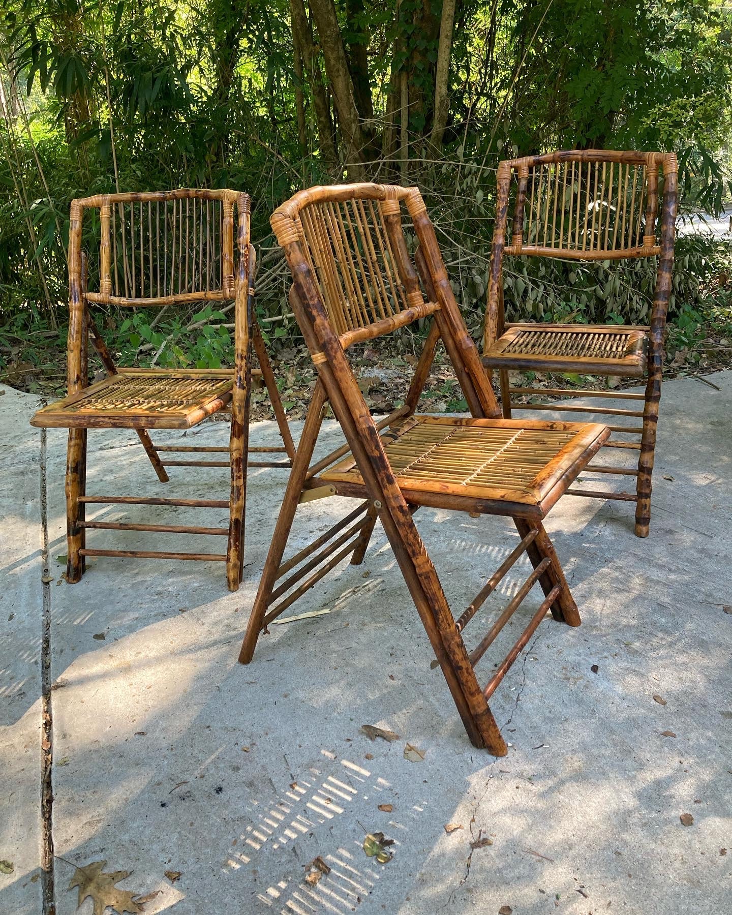 Vintage Bamboo Folding Chairs - Set of 4 - Etsy Vintage Bamboo Folding Chairs - Set of 4 - Etsy