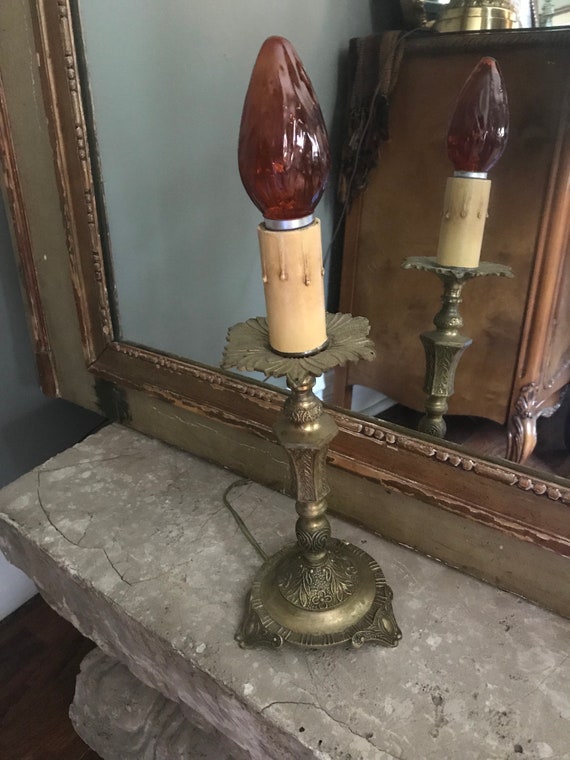 antique table lamp with hanging crystals