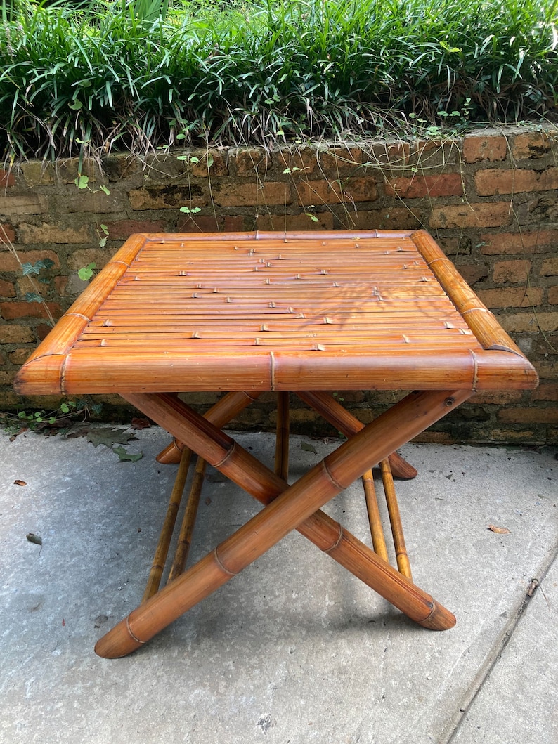 Bamboo Folding Table and Chair Patio Set Etsy