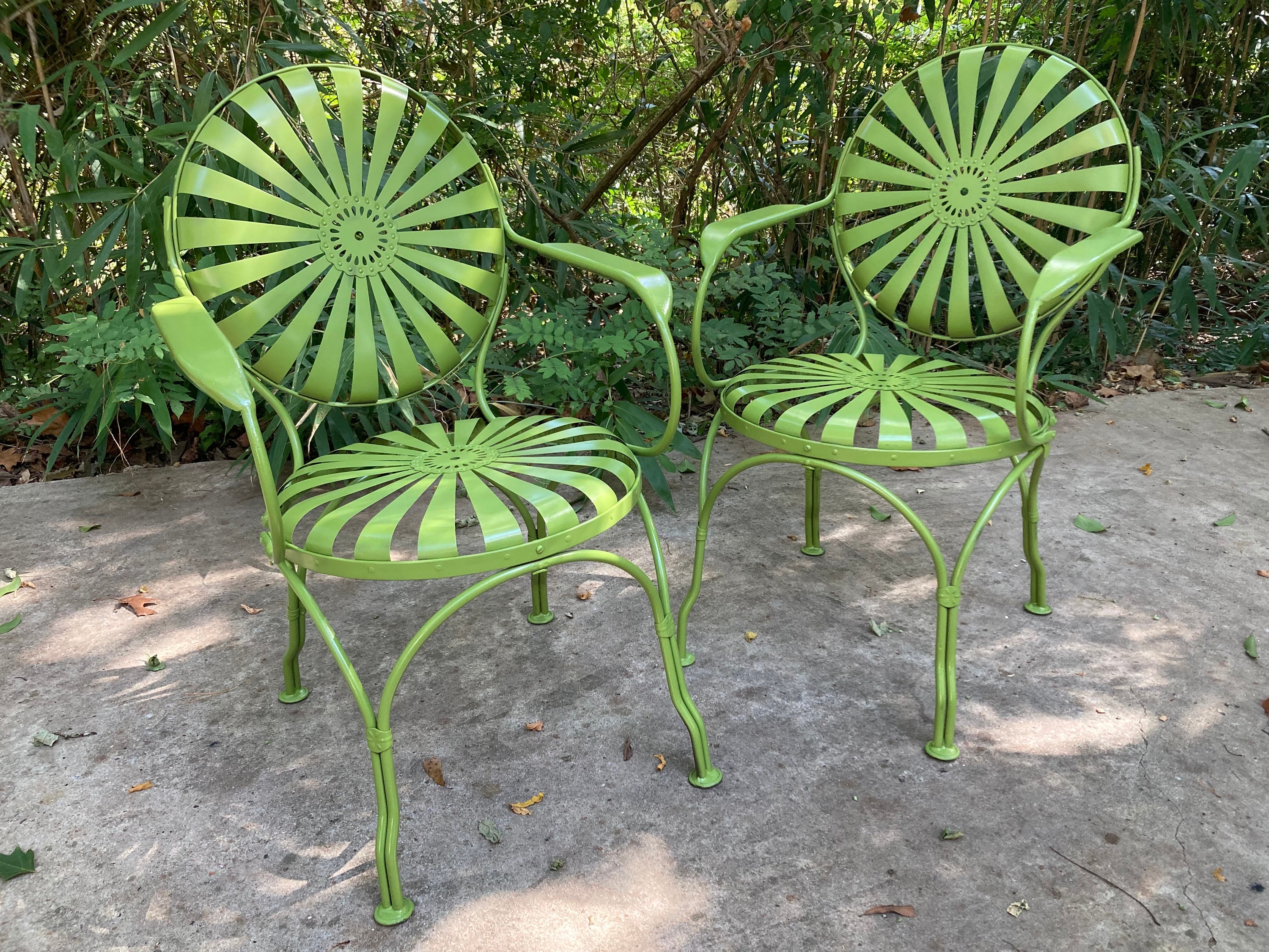 green garden chairs metal