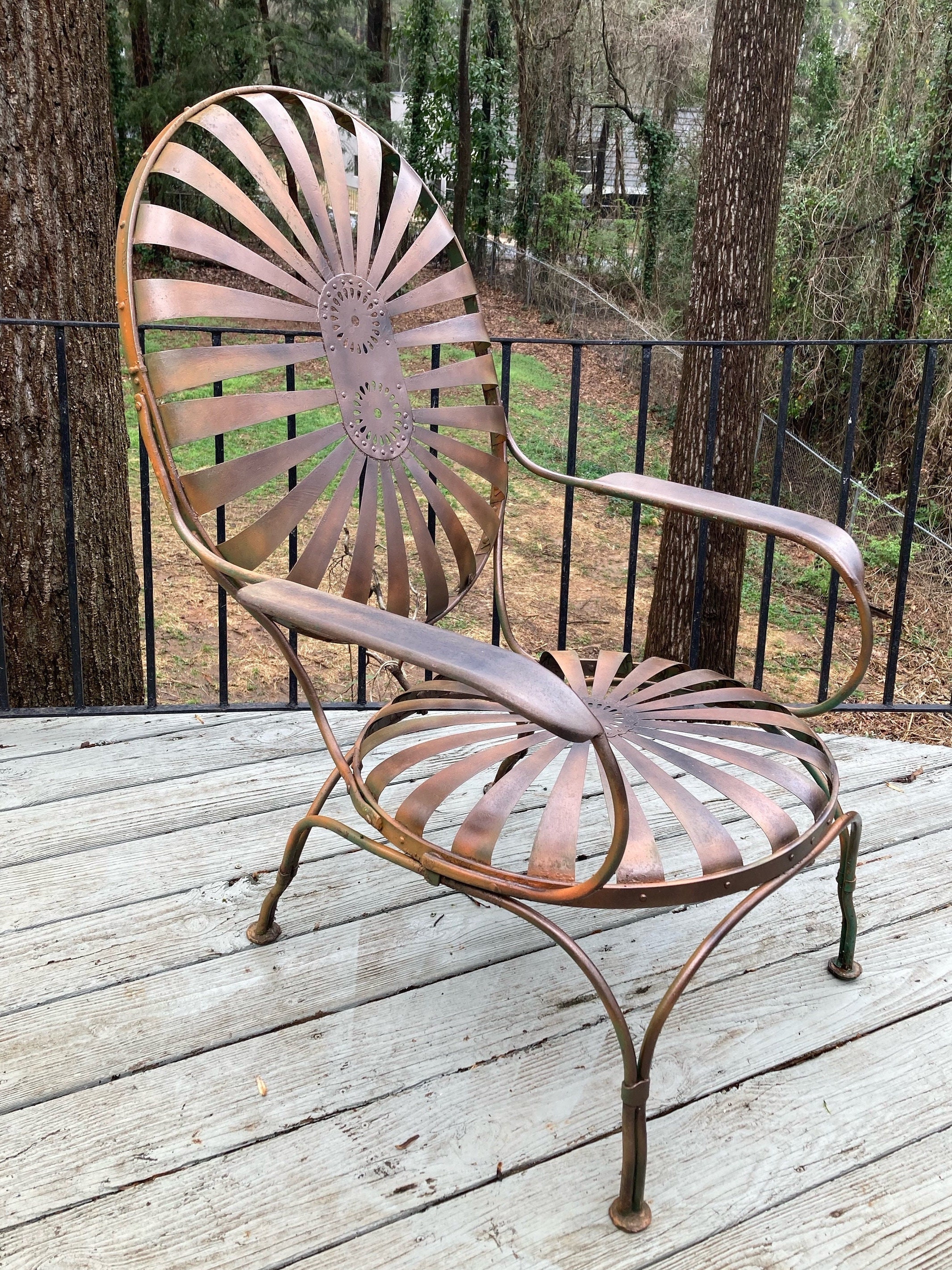 フランス アンティーク Garden Chair チェア Francois Carre Garden Lounge Chair- Dark Copper Finish - Etsy