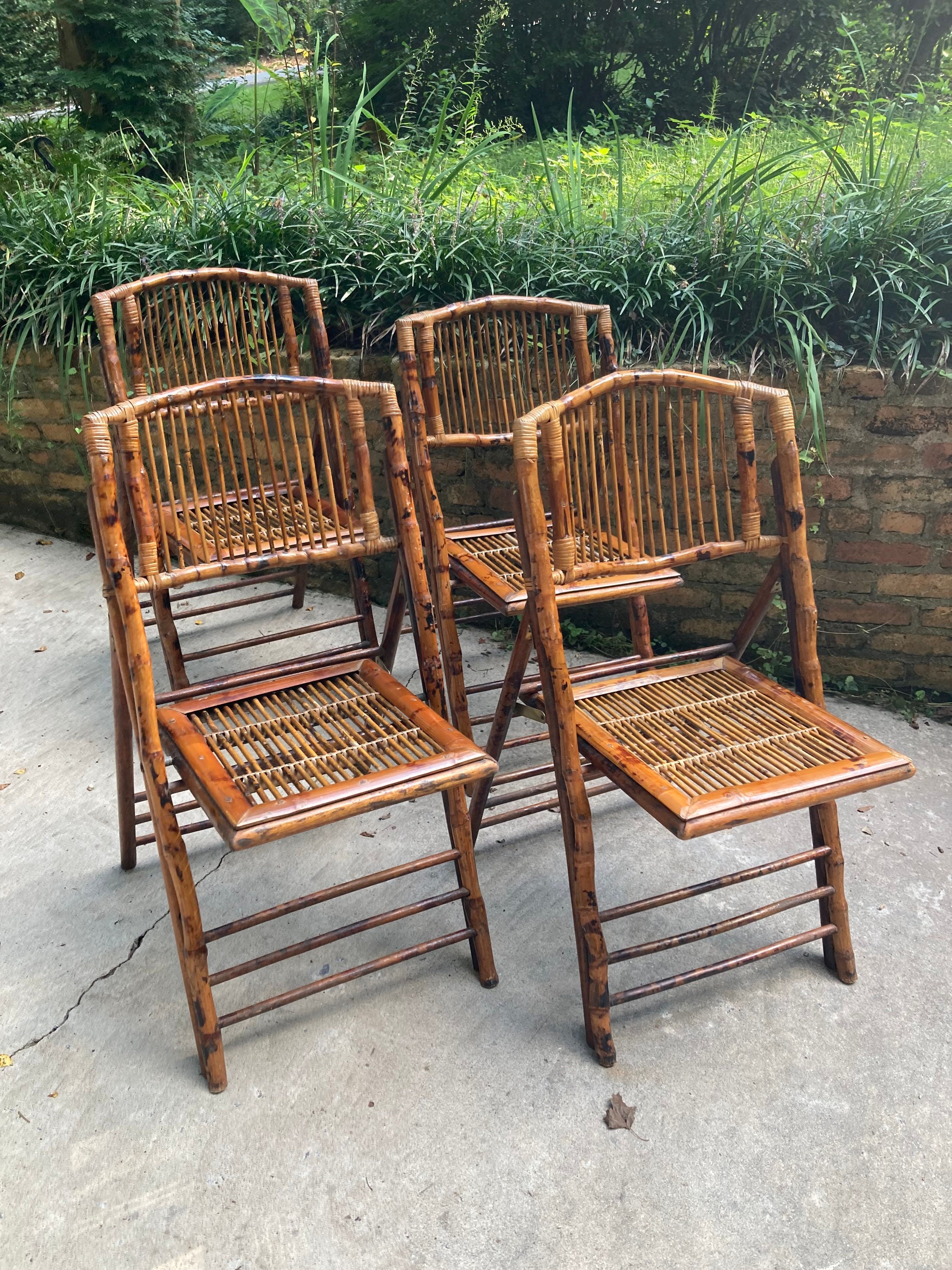 bamboo folding chairs set of 4