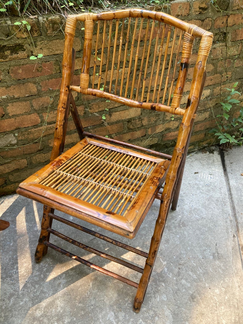 Bamboo Folding Table and Chair Patio Set Etsy
