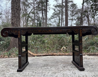 vintage drexel chinoiserie console table