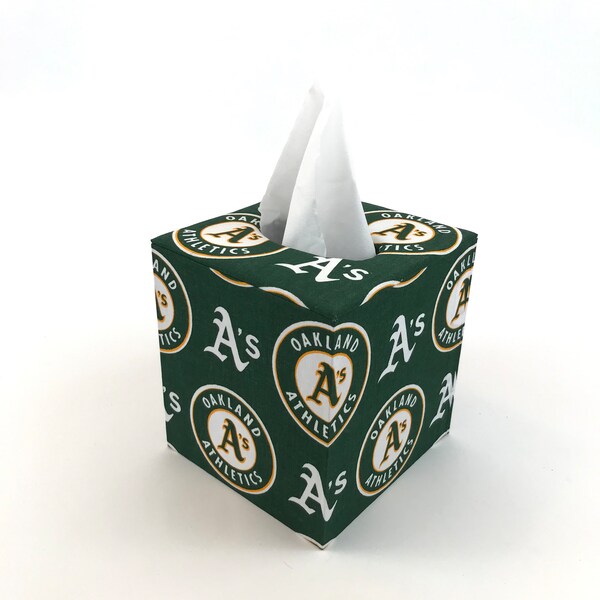Tissue Box Cover Made With Oakland Athletics Fabric