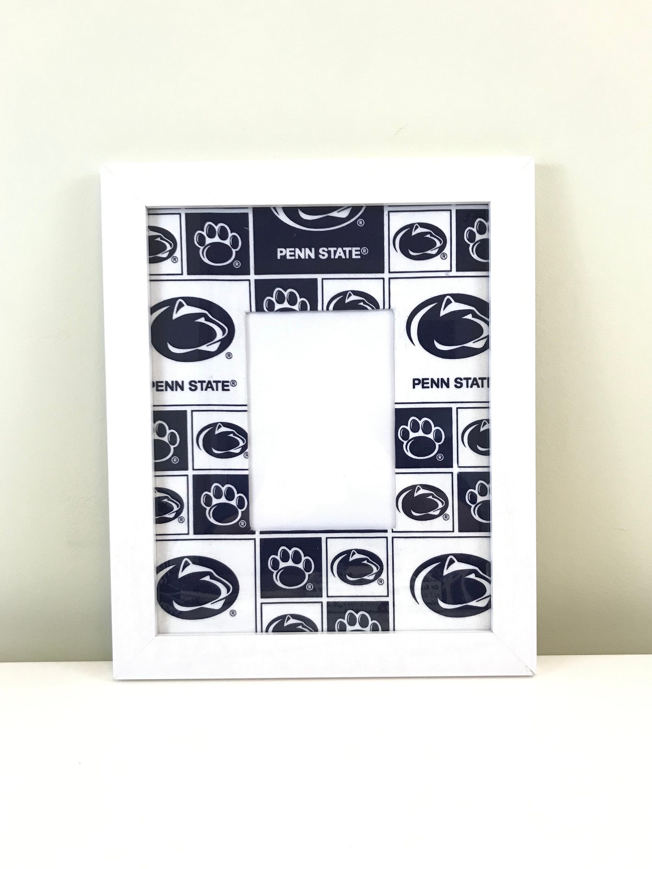 Sports Fan Mat Made With Penn State Nittany Lions Fabric | Includes Wall Frame