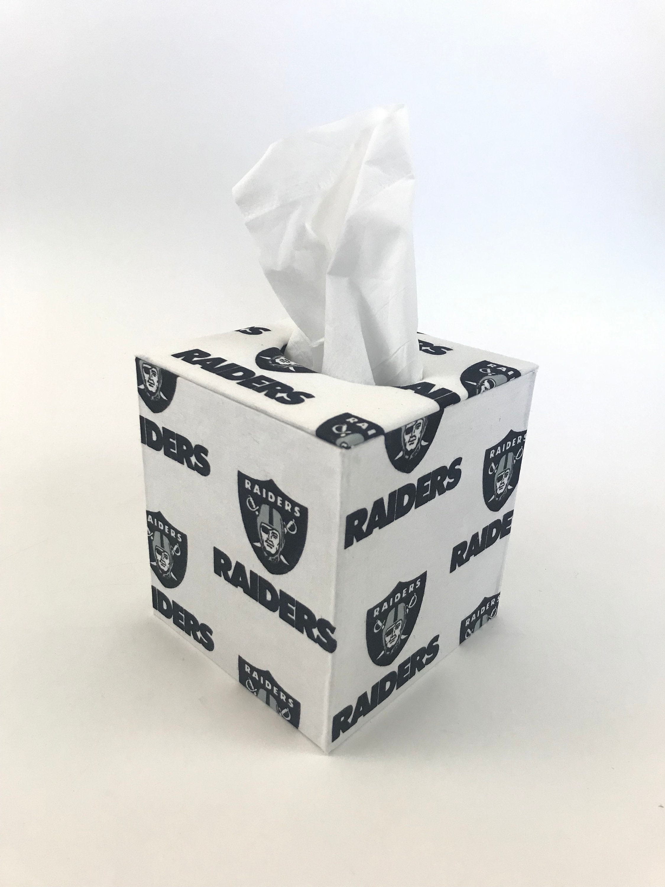 Tissue Box Cover Made With Las Vegas Raiders Fabric