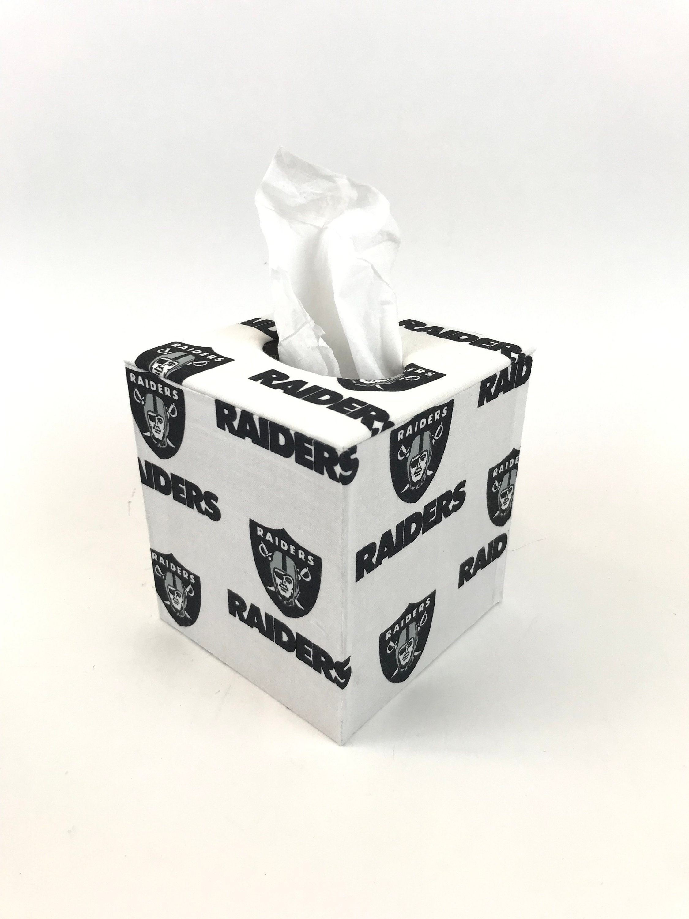 Tissue Box Cover Made With Las Vegas Raiders Fabric 