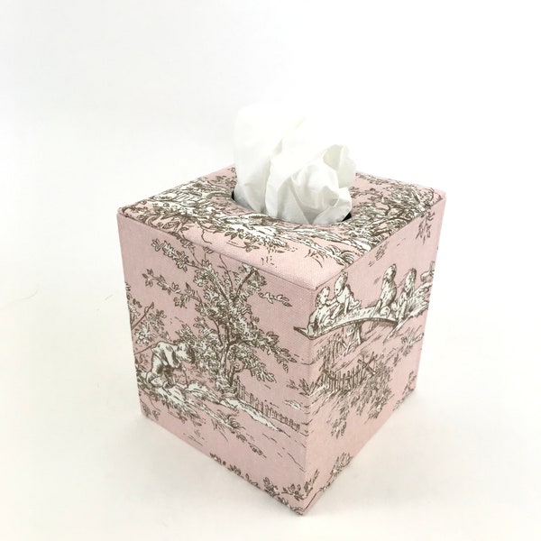 Tissue Box Cover (Made with Toile Fabric)