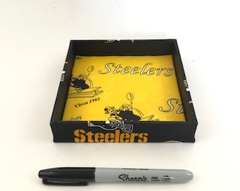 Catchall Tray (Square) Made With Pittsburgh Steelers Fabric