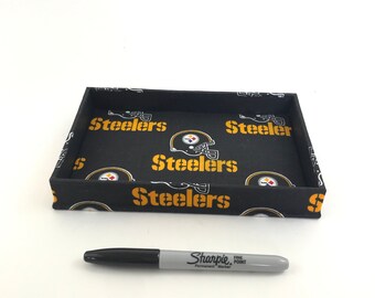 Catchall Tray (Rectangle) Made With Pittsburgh Steelers Fabric